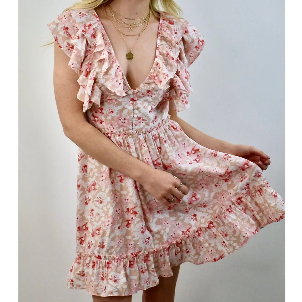 🌸 Storia, Prosecco Rosé Ruffled Mini Dress - Picture 6 of 16